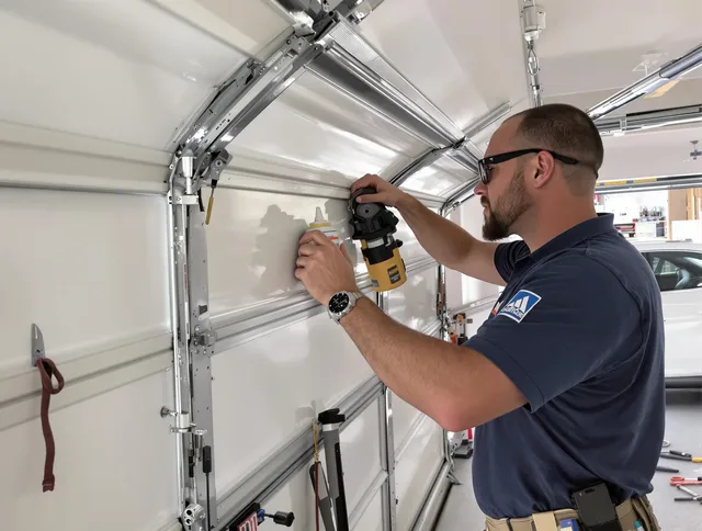 Gahanna Garage Door Repair technician quieting a noisy garage door in Gahanna