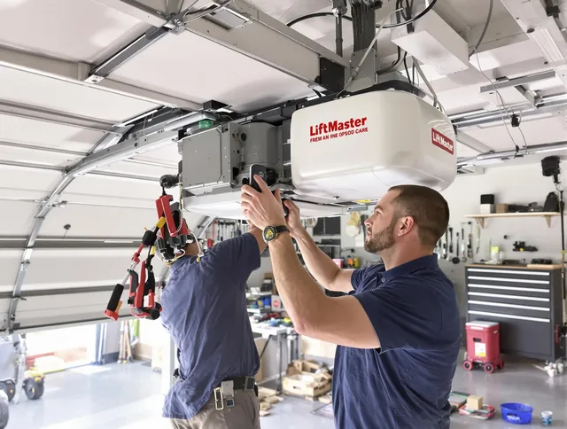 Gahanna Garage Door Repair technician performing advanced diagnostics on garage opener in Gahanna